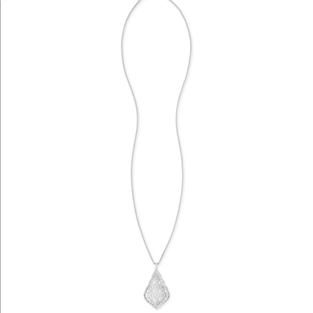 Aiden Long Pendant Necklace in Rhodium/Silver